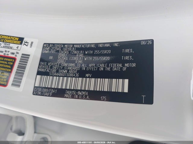 45811181 :رقم المزاد ، 5TDAAAB60TS086436 vin ، 2026 Lexus Tx 350 Premium مزاد بيع