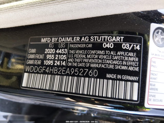 45811201 :رقم المزاد ، WDDGF4HB2EA952760 vin ، 2014 Mercedes-benz C 250 Luxury مزاد بيع