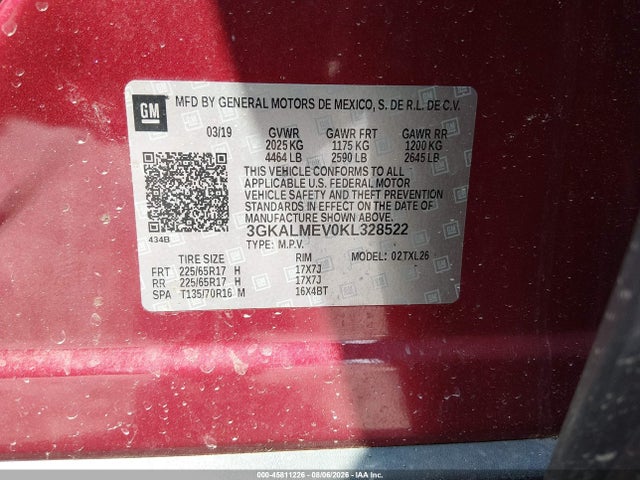 Продаж на аукціоні авто 2019 Gmc Terrain Sle, vin: 3GKALMEV0KL328522, номер лоту: 45811226