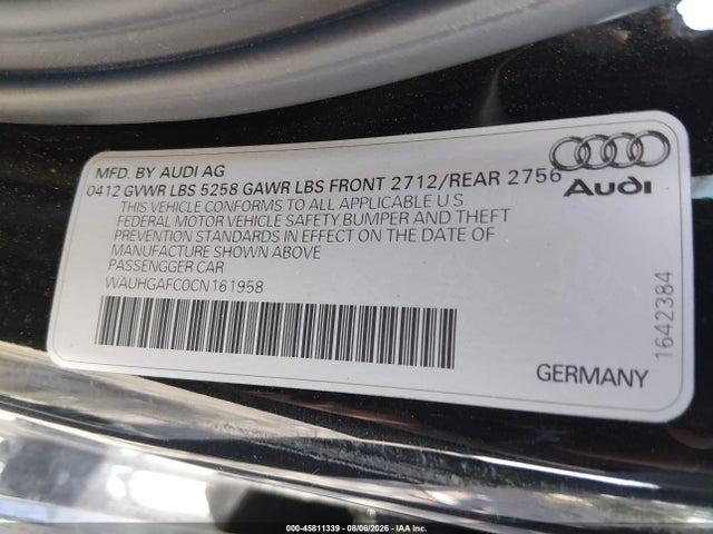Aukcja sprzedaży 2012 Audi A6 3.0t Prestige, vin: WAUHGAFC0CN161958, numer aukcji: 45811339
