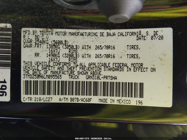 3TMDZ5BN6LM095565 Toyota Tacoma Trd Off-road