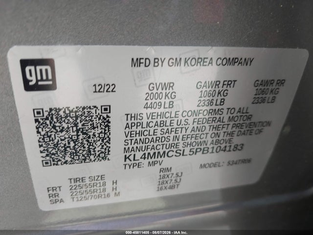 Aukcja sprzedaży 2023 Buick Encore Gx Preferred Awd, vin: KL4MMCSL5PB104183, numer aukcji: 45811405