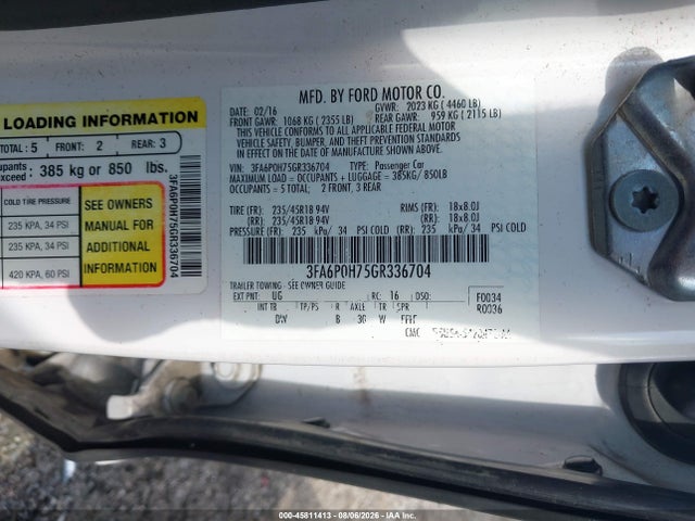 45811413 :رقم المزاد ، 3FA6P0H75GR336704 vin ، 2016 Ford Fusion Se مزاد بيع