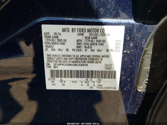 Ford EDGE SE 2016 2FMPK3G96GBC52919 Image 9