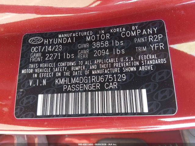 KMHLM4DG1RU675129 Hyundai ELANTRA SEL