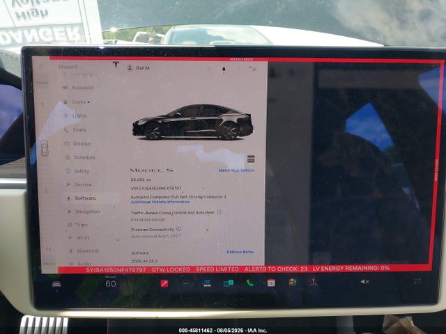 45811462 :رقم المزاد ، 5YJSA1E50NF478797 vin ، 2022 Tesla Model S Dual Motor All-wheel Drive مزاد بيع