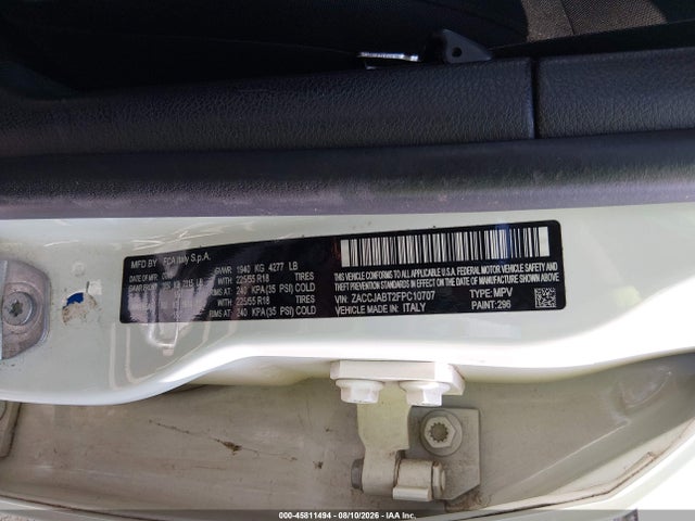 45811494 :رقم المزاد ، ZACCJABT2FPC10707 vin ، 2015 Jeep Renegade Latitude مزاد بيع