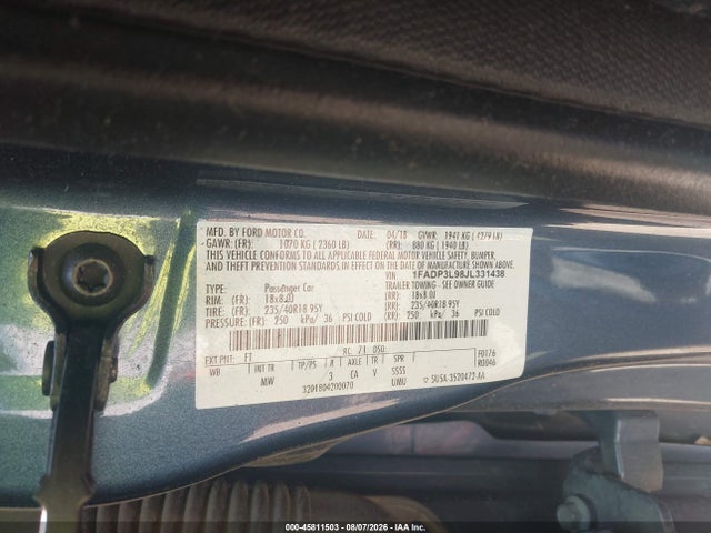 45811503 :رقم المزاد ، 1FADP3L98JL331438 vin ، 2018 Ford Focus St مزاد بيع