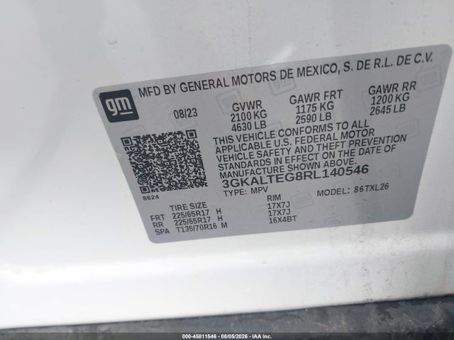 2024 Gmc Terrain Awd Sle მანქანა იყიდება აუქციონზე, vin: 3GKALTEG8RL140546, აუქციონის ნომერი: 45811546
