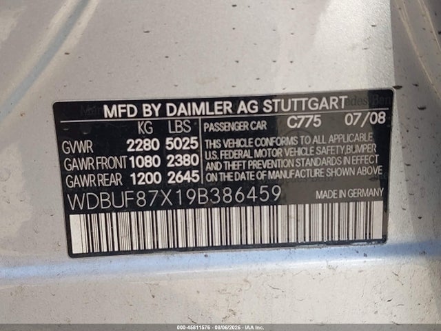 Продажа на аукционе авто 2009 Mercedes-benz E 350 4matic, vin: WDBUF87X19B386459, номер лота: 45811576