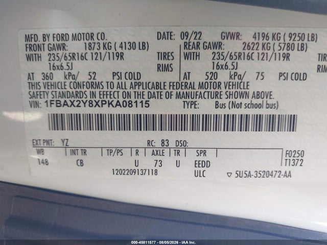 Ford Transit-350 Passenger Van Xl 2023 1FBAX2Y8XPKA08115 Image 9