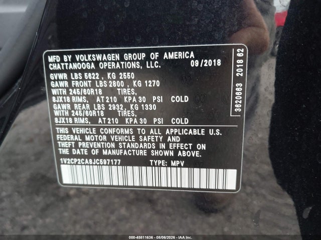 Aukcja sprzedaży 2018 Volkswagen Atlas 2.0t Se, vin: 1V2CP2CA8JC597177, numer aukcji: 45811636