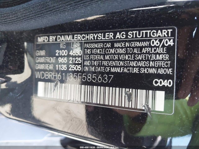 2005 Mercedes-benz C 240 Luxury მანქანა იყიდება აუქციონზე, vin: WDBRH61J35F585637, აუქციონის ნომერი: 45811639