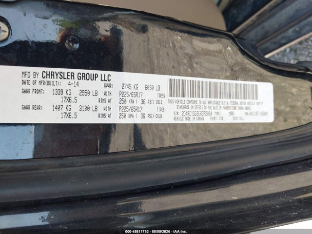 Продажа на аукционе авто 2014 Chrysler Town & Country Limited, vin: 2C4RC1GG3ER372064, номер лота: 45811752