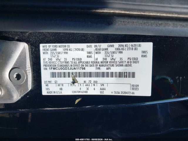 2018 Ford Escape Se მანქანა იყიდება აუქციონზე, vin: 1FMCU0GD3JUA11798, აუქციონის ნომერი: 45811793