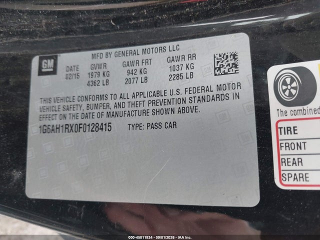 Продаж на аукціоні авто 2015 Cadillac Ats Luxury, vin: 1G6AH1RX0F0128415, номер лоту: 45811834