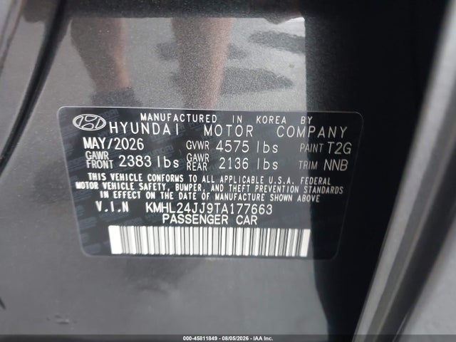 Продажа на аукционе авто 2026 Hyundai Sonata Hybrid Blue, vin: KMHL24JJ9TA177663, номер лота: 45811849