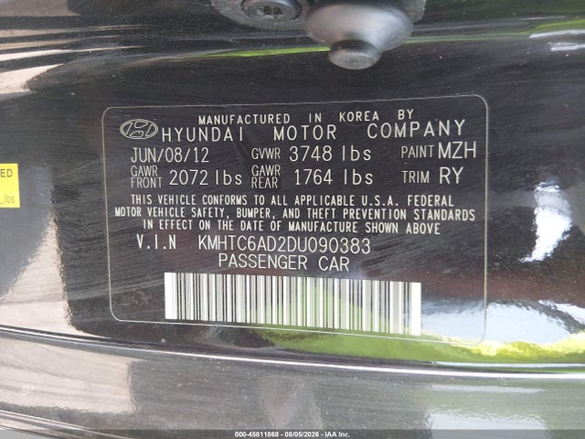 45811868 :رقم المزاد ، KMHTC6AD2DU090383 vin ، 2013 Hyundai Veloster Base W/gray مزاد بيع
