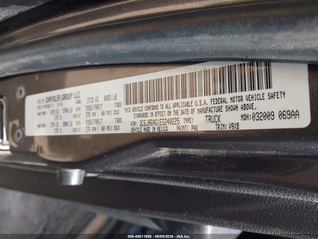 2014 Ram 1500 Tradesman მანქანა იყიდება აუქციონზე, vin: 3C6JR6AG1EG240225, აუქციონის ნომერი: 45811898