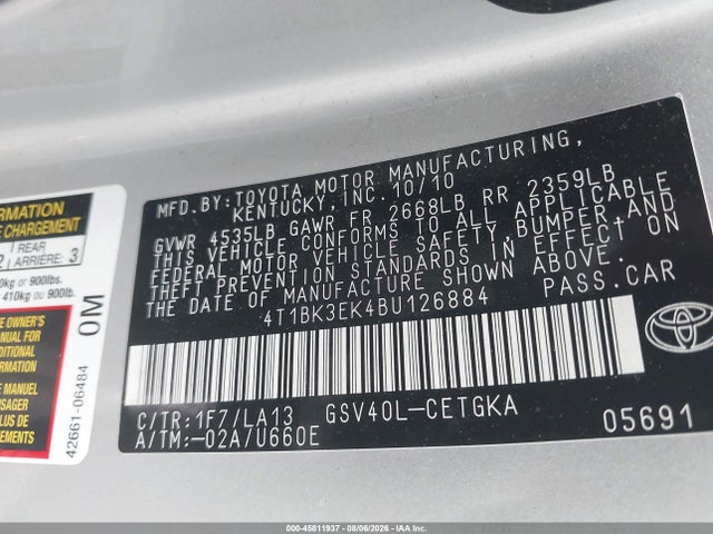 Продаж на аукціоні авто 2011 Toyota Camry Xle V6, vin: 4T1BK3EK4BU126884, номер лоту: 45811937