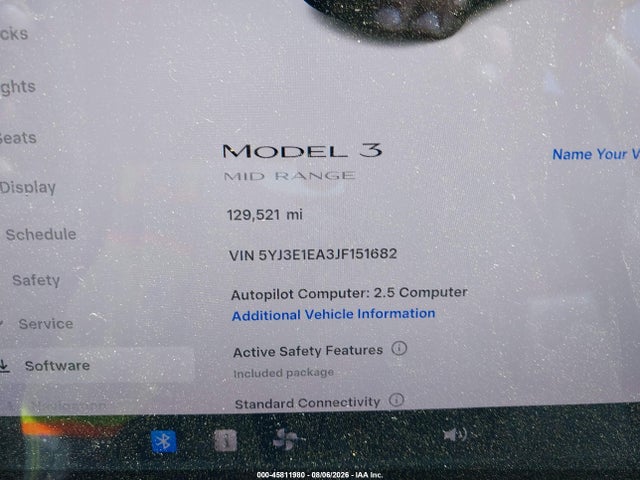 2018 Tesla Model 3 Long Range/mid Range მანქანა იყიდება აუქციონზე, vin: 5YJ3E1EA3JF151682, აუქციონის ნომერი: 45811980