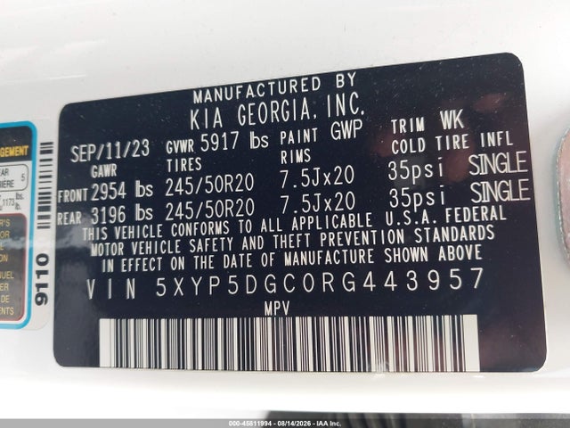 Продажа на аукционе авто 2024 Kia Telluride Sx Prestige X-line, vin: 5XYP5DGC0RG443957, номер лота: 45811994