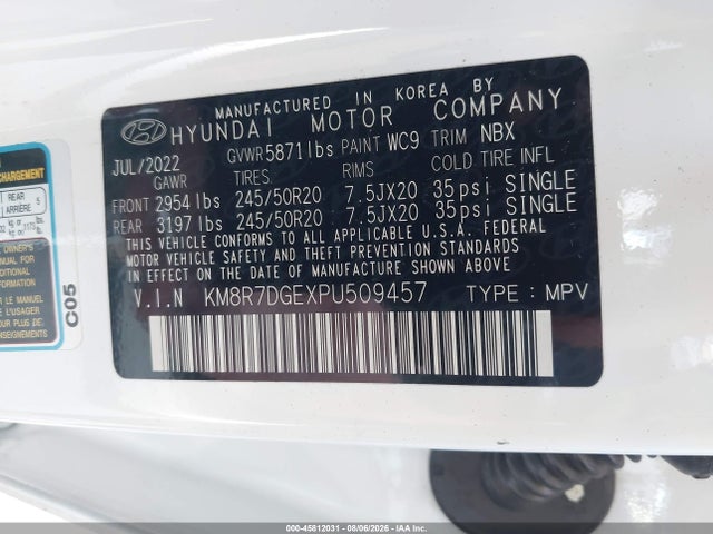2023 Hyundai Palisade Calligraphy მანქანა იყიდება აუქციონზე, vin: KM8R7DGEXPU509457, აუქციონის ნომერი: 45812031
