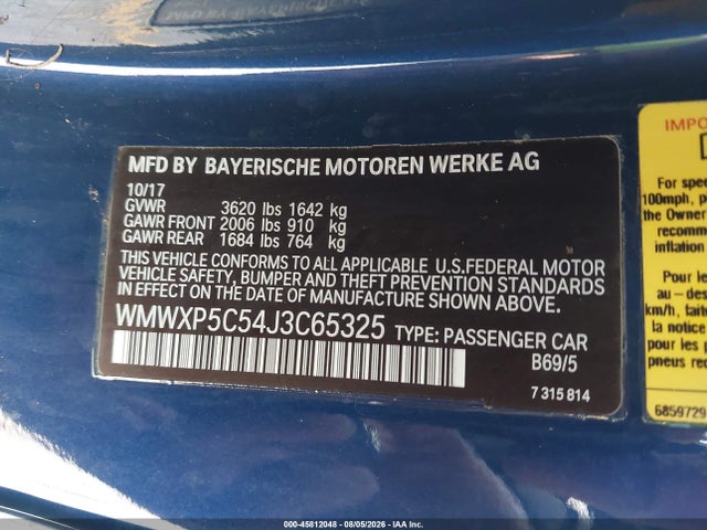 Aukcja sprzedaży 2018 Mini Hardtop Cooper/oxford Edition, vin: WMWXP5C54J3C65325, numer aukcji: 45812048