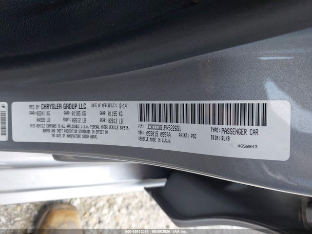 45812058 :رقم المزاد ، 1C3CCCDG1FN522651 vin ، 2015 Chrysler 200 S مزاد بيع