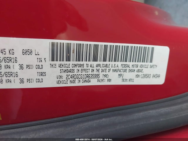 Продажа на аукционе авто 2013 Dodge Grand Caravan Sxt, vin: 2C4RDGCG1DR635995, номер лота: 45812074