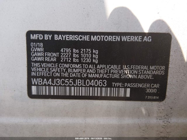 Продаж на аукціоні авто 2018 Bmw 430i Gran Coupe Xdrive, vin: WBA4J3C55JBL04063, номер лоту: 45812076