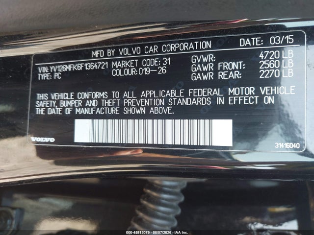 Volvo S60 T5 Premier 2015 YV126MFK6F1364721 Image 9