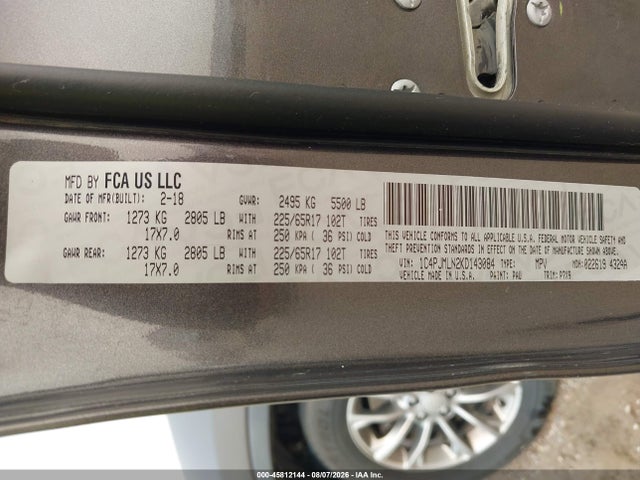 Продажа на аукционе авто 2019 Jeep Cherokee Latitude Plus 4x4, vin: 1C4PJMLN2KD143084, номер лота: 45812144