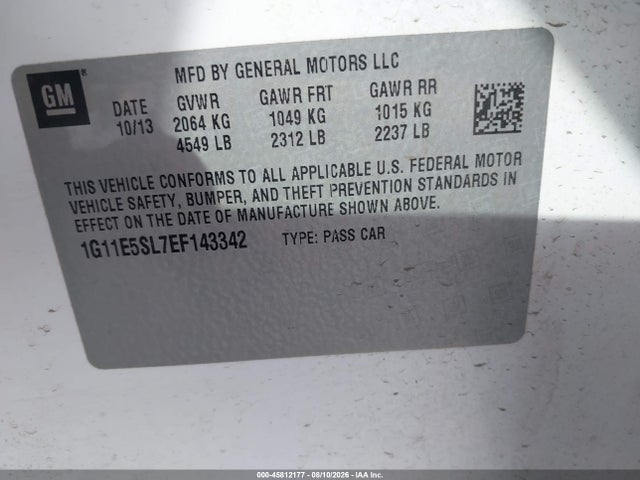 Chevrolet MALIBU 2LT 2014 1G11E5SL7EF143342 Image 9