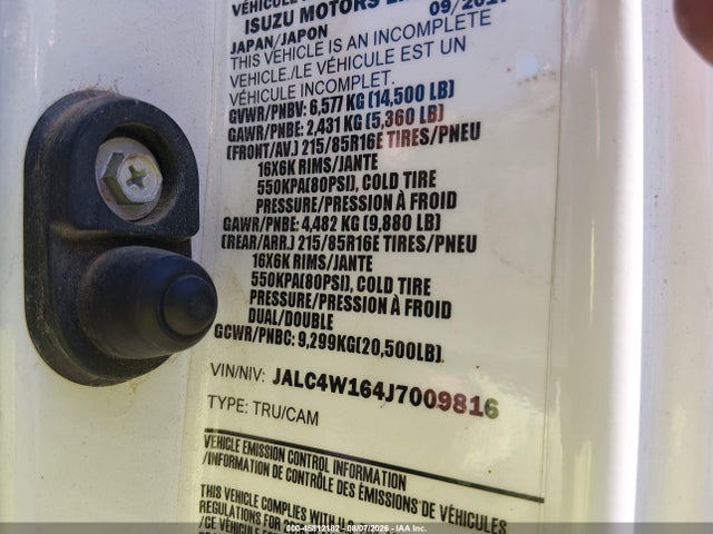 Auction sale of the 2018 Isuzu Npr Hd, vin: JALC4W164J7009816, lot number: 45812182