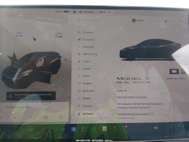 Продаж на аукціоні авто 2026 Tesla Model Y, vin: 7SAYGDEE6TA638284, номер лоту: 45812185