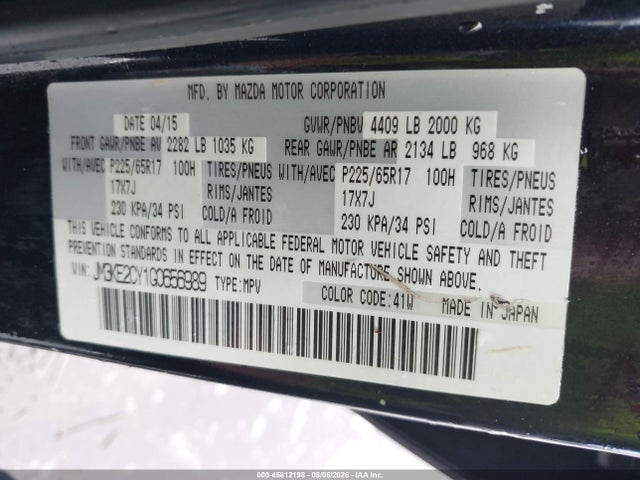 Aukcja sprzedaży 2016 Mazda Cx-5 Touring, vin: JM3KE2CY1G0656989, numer aukcji: 45812198