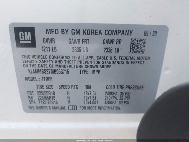 Продажа на аукционе авто 2021 Buick Encore Gx Fwd Preferred, vin: KL4MMBS27MB063715, номер лота: 45812212