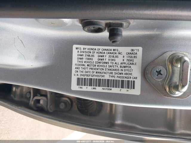 Продажа на аукционе авто 2015 Honda Civic Lx, vin: 2HGFB2F52FH557341, номер лота: 45812277