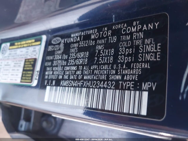 Hyundai Santa Fe Se 2017 KM8SN4HFXHU234432 Image 9
