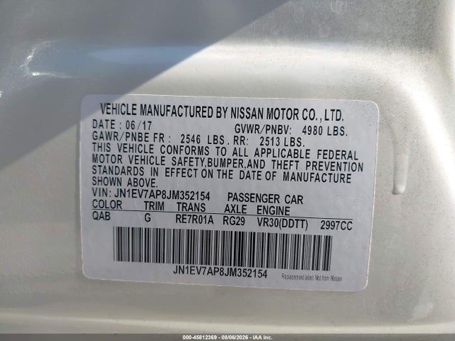 JN1EV7AP8JM352154 Infiniti Q50 3.0t Luxe