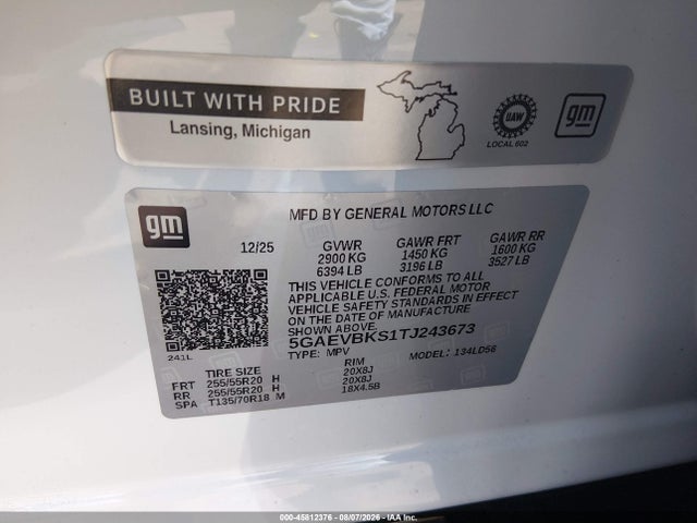 Aukcja sprzedaży 2026 Buick Enclave Sport Touring Fwd, vin: 5GAEVBKS1TJ243673, numer aukcji: 45812376
