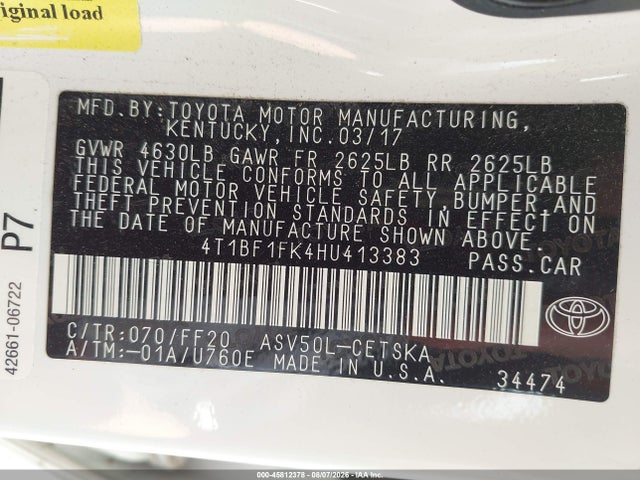 Toyota CAMRY SE 2017 4T1BF1FK4HU413383 Image 9