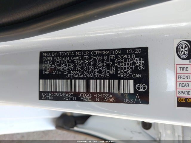 Продажа на аукционе авто 2021 Toyota Mirai Xle, vin: JTDAAAAA7MA000575, номер лота: 45812383