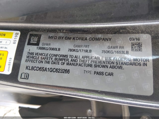 Chevrolet Spark 1lt Cvt 2016 KL8CD6SA1GC623266 Image 9