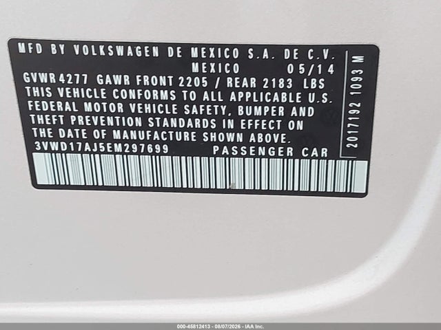3VWD17AJ5EM297699 Volkswagen Jetta 1.8t Se