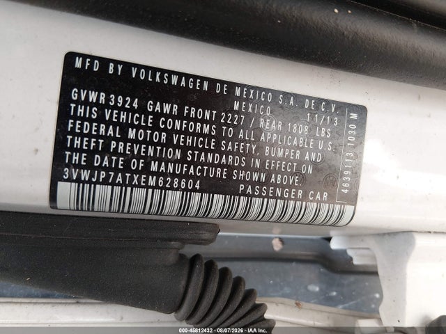 2014 Volkswagen Beetle 2.5l მანქანა იყიდება აუქციონზე, vin: 3VWJP7ATXEM628604, აუქციონის ნომერი: 45812432