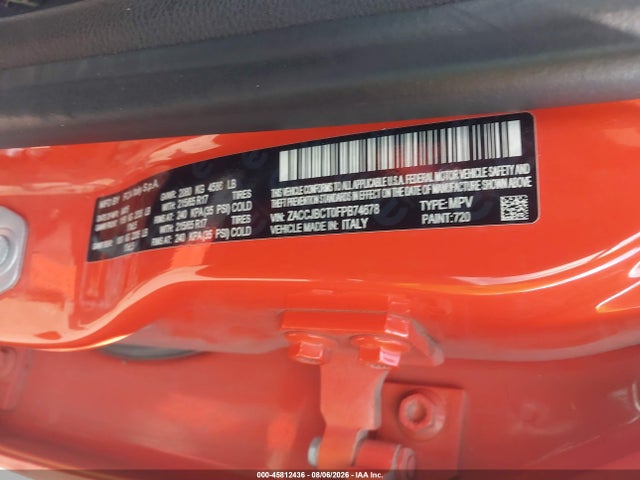 2015 Jeep Renegade Trailhawk მანქანა იყიდება აუქციონზე, vin: ZACCJBCT0FPB74678, აუქციონის ნომერი: 45812436