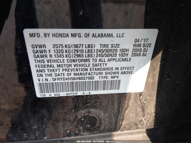 Продажа на аукционе авто 2017 Acura Mdx Technology Package, vin: 5FRYD4H56HB037502, номер лота: 45812459