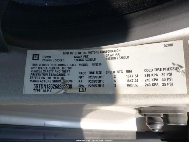 Aukcja sprzedaży 2006 Hummer H3 Suv, vin: 5GTDN136268256538, numer aukcji: 45812482